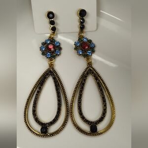 Elegant Gold and Black Teardrop Earrings